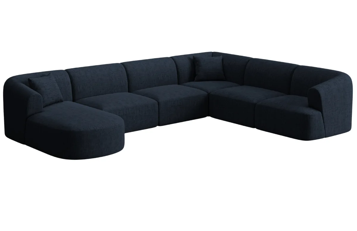 Cosmopolitan Design Královsky modrá čalouněná rohová pohovka Campi 330 cm, pravá