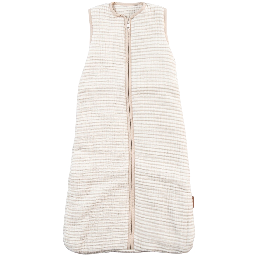 Bílo-béžový mušelínový dětský spací pytel Quax Natural 90 cm Quax