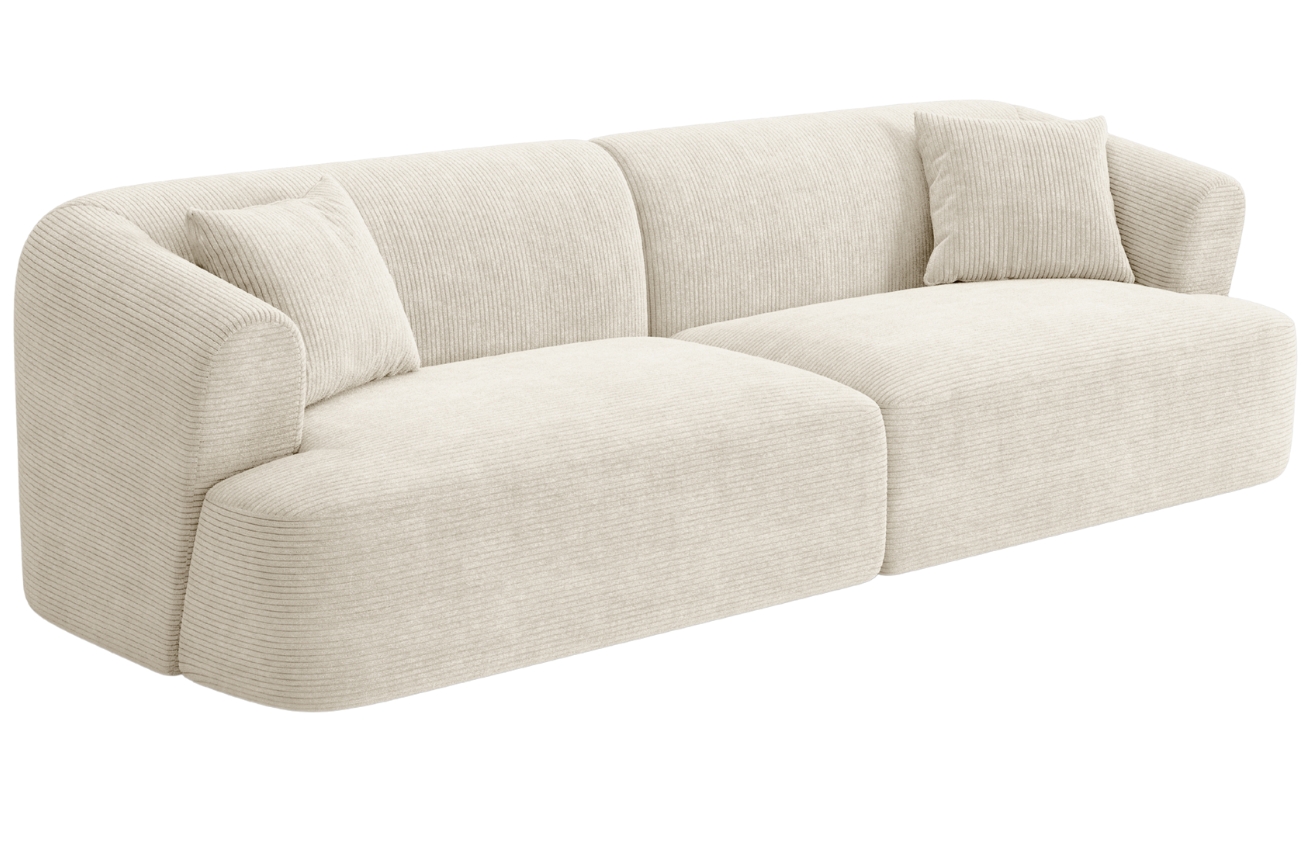 Cosmopolitan Design Krémově bílá manšestrová čtyřmístná pohovka Campi 255 cm Cosmopolitan Design