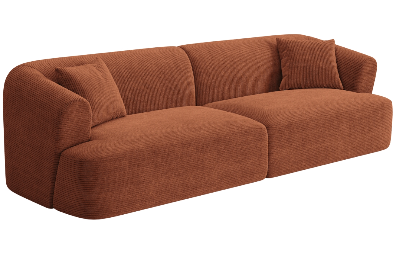 Cosmopolitan Design Terakotově oranžová manšestrová čtyřmístná pohovka Campi 255 cm Cosmopolitan Design