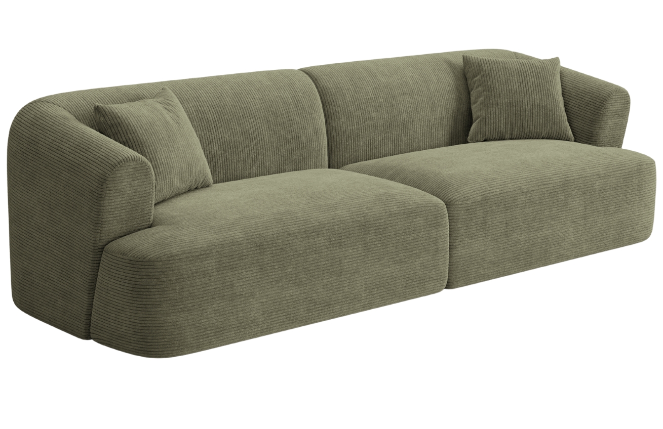 Cosmopolitan Design Zelená manšestrová čtyřmístná pohovka Campi 255 cm Cosmopolitan Design