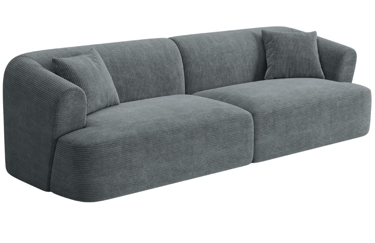 Cosmopolitan Design Šedá manšestrová čtyřmístná pohovka Campi 255 cm Cosmopolitan Design