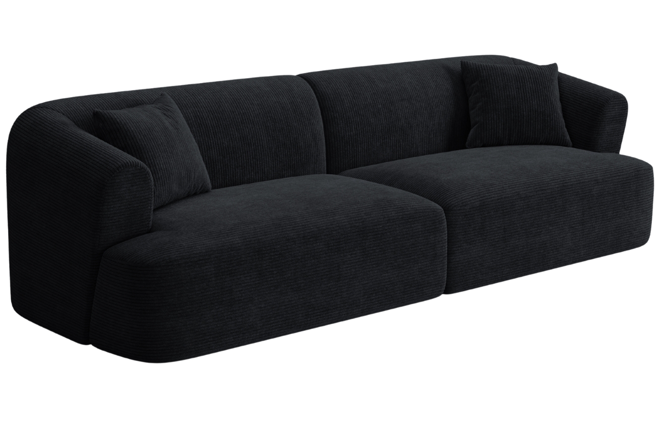 Cosmopolitan Design Černá manšestrová čtyřmístná pohovka Campi 255 cm Cosmopolitan Design