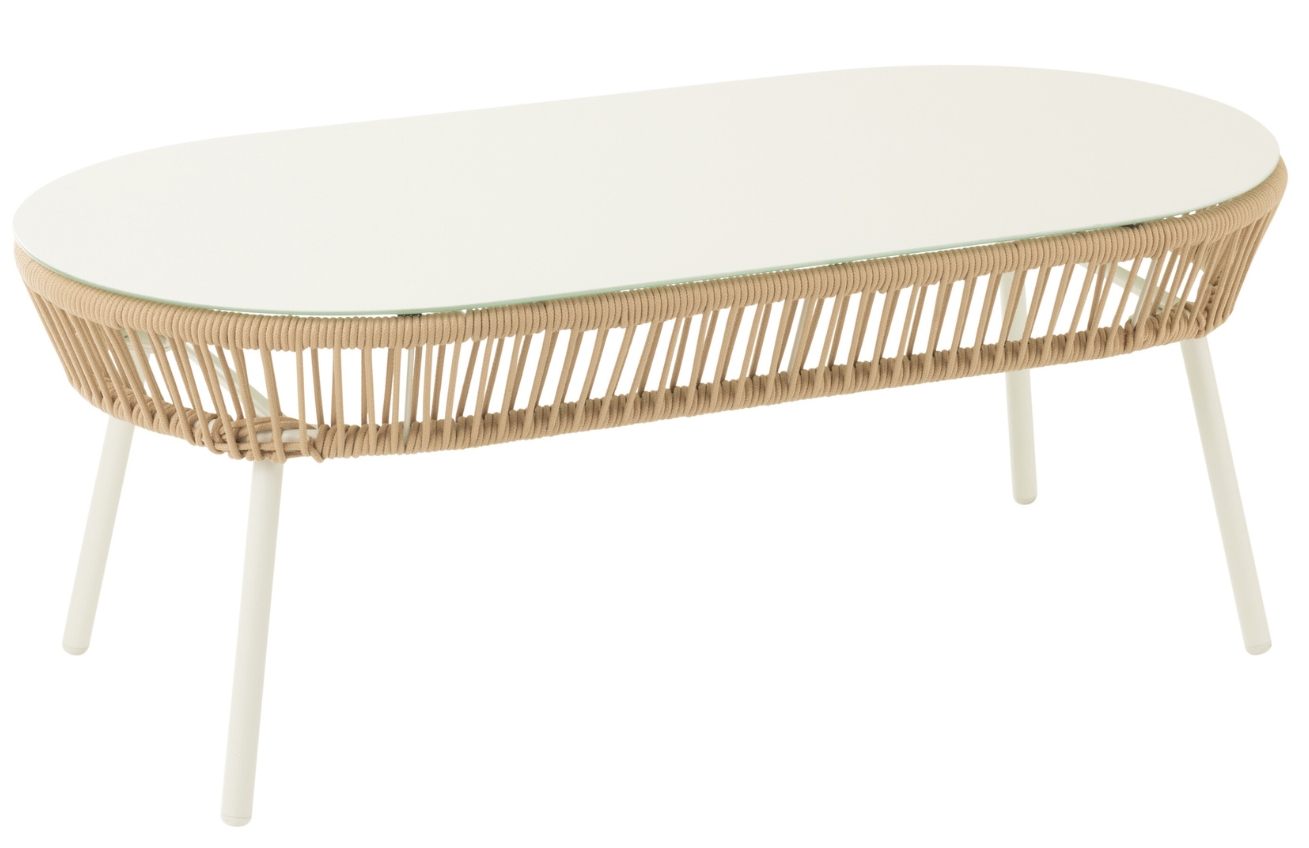 J-line Bílý zahradní stolek Poa 116 x 58 cm J-line