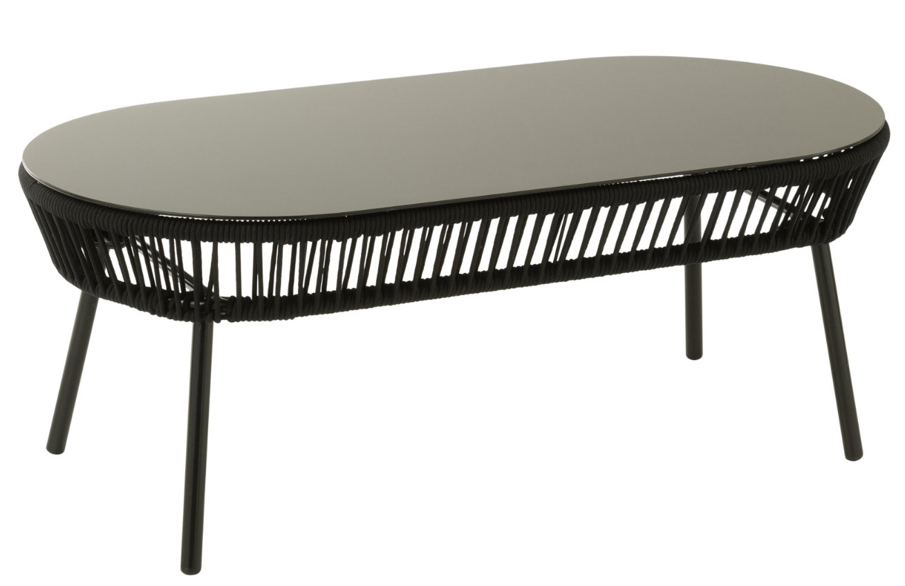 J-line Černý zahradní stolek Poa 116 x 58 cm J-line