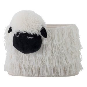 B&iacute;l&yacute; l&aacute;tkov&yacute; dětsk&yacute; ko&scaron; na hračky 40x25x30 cm Dolly &ndash; Bloomingville Mini Bloomingville Mini