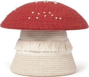 Červen&yacute;/kr&eacute;mov&yacute; l&aacute;tkov&yacute; dětsk&yacute; ko&scaron; na hračky &oslash; 38x33 cm Big Mushroom &ndash; Lorena Canals Lorena Canals