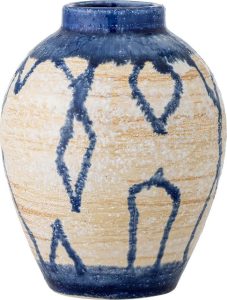 Modr&aacute;/kr&eacute;mov&aacute; v&aacute;za z kameniny (v&yacute;&scaron;ka 16 cm) Avon &ndash; Bloomingville Bloomingville