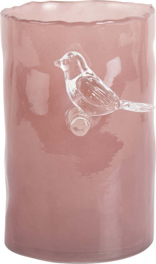 Růžová skleněná váza (výška 15 cm) Bird On Branch – PT LIVING PT LIVING