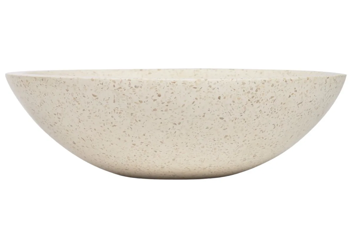 Kave Home Bílé kulaté terrazzo umyvadlo na desku Delina 40 cm