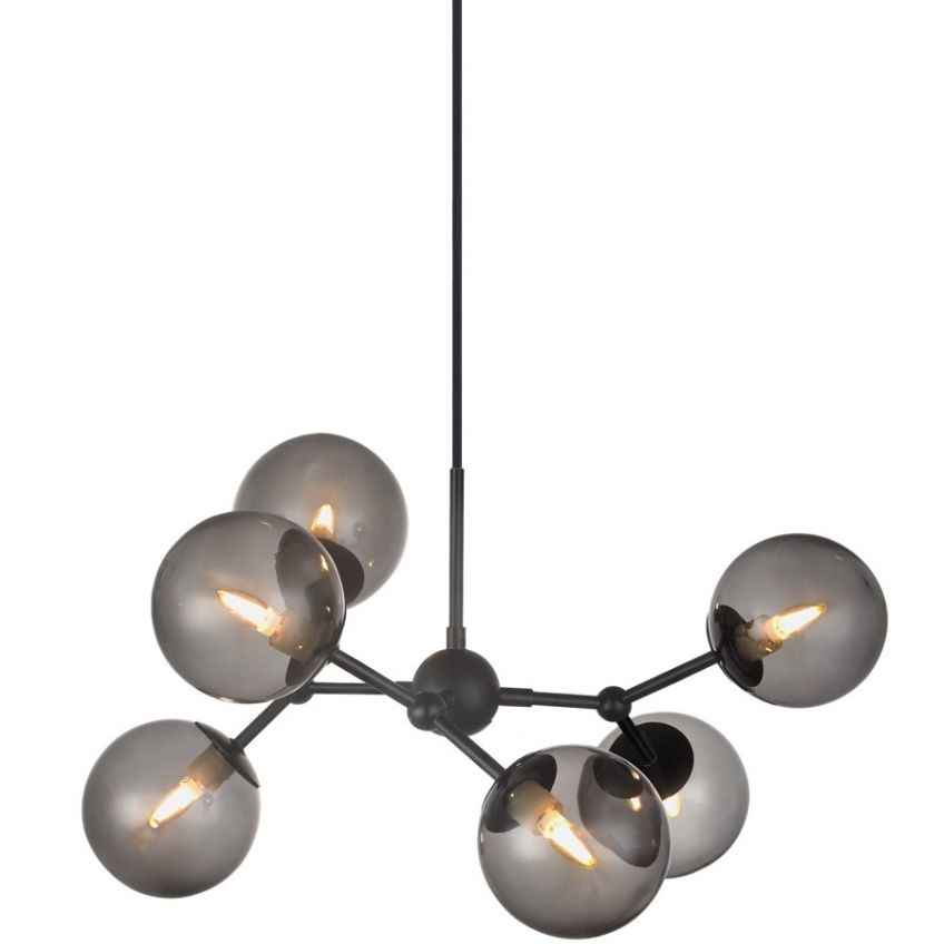 Kouřově šedé skleněné závěsné světlo Halo Design Atom 57 cm Halo Design