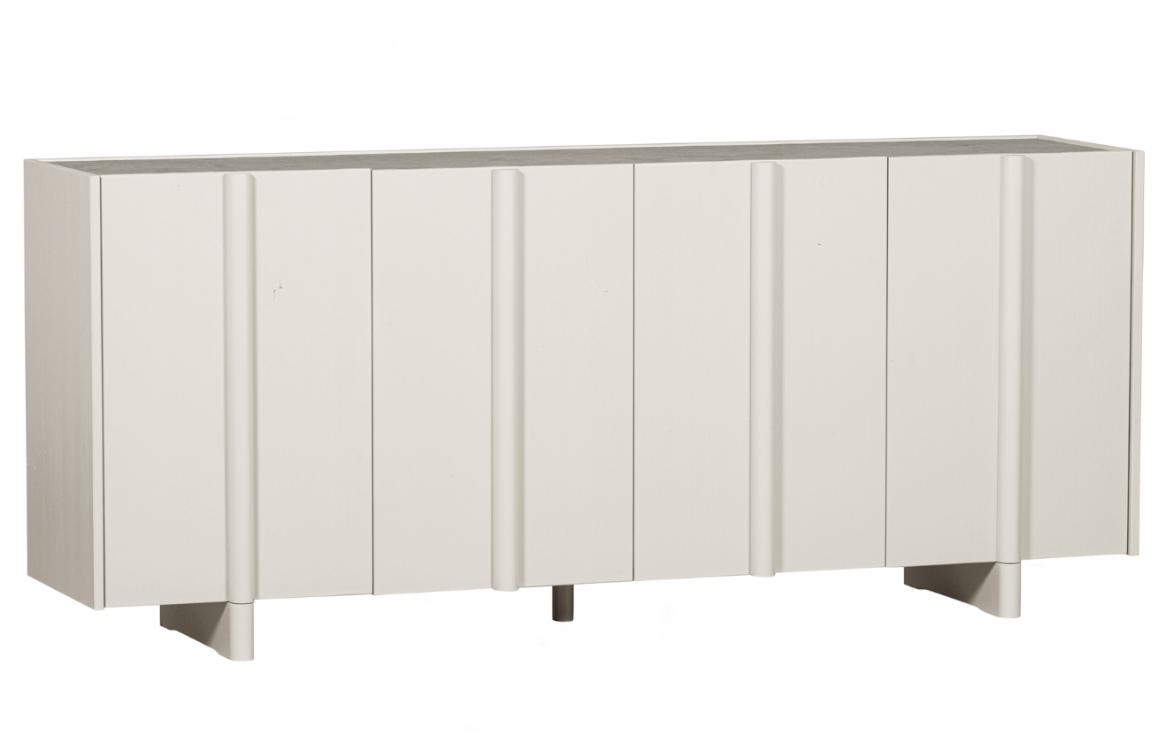 WOOOD Světle šedá dřevěná komoda Basu 200 x 85 cm WOOOD