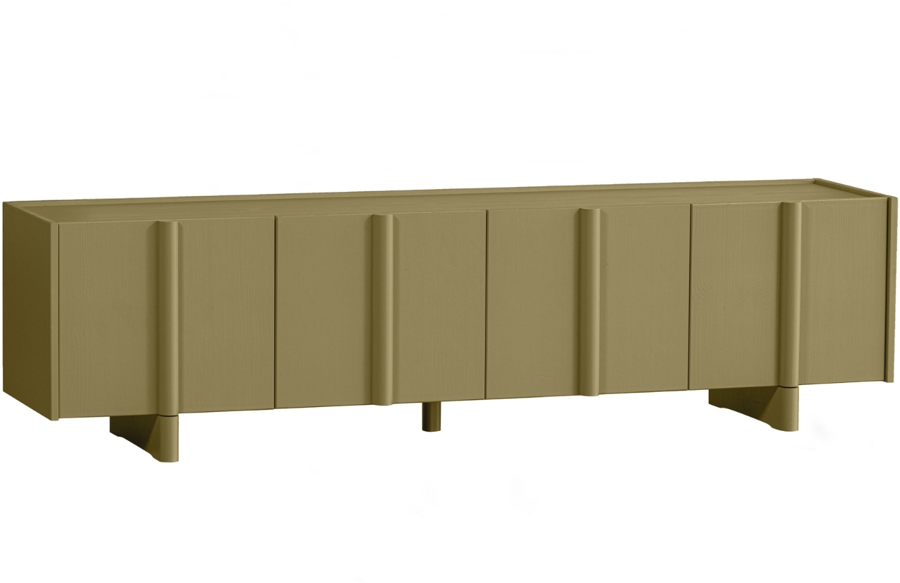 WOOOD Zelený dřevěný TV stolek Basu 200 x 46 cm WOOOD