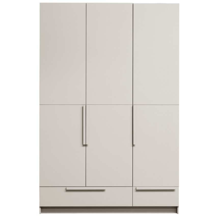 WOOOD Světle šedá dřevěná šatní skříň Pamela 215 x 142 cm WOOOD