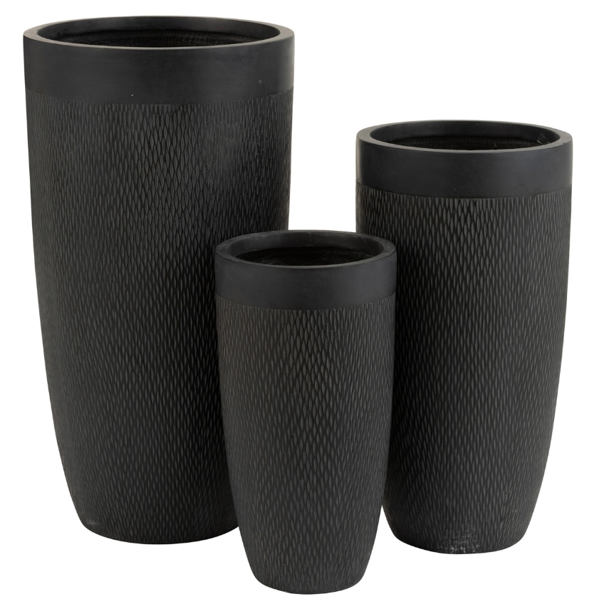 Set tří černých keramických květináčů J-line Geramio 72/58/46 cm J-line