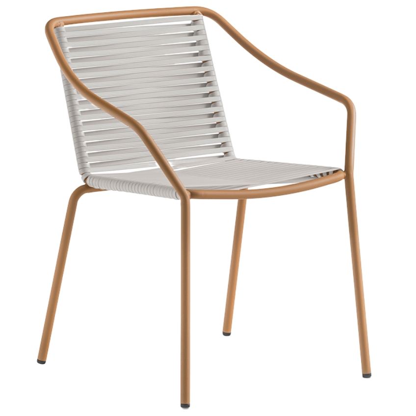 Pedrali Hnědá zahradní židle Philía 3905 s béžovým výpletem Pedrali