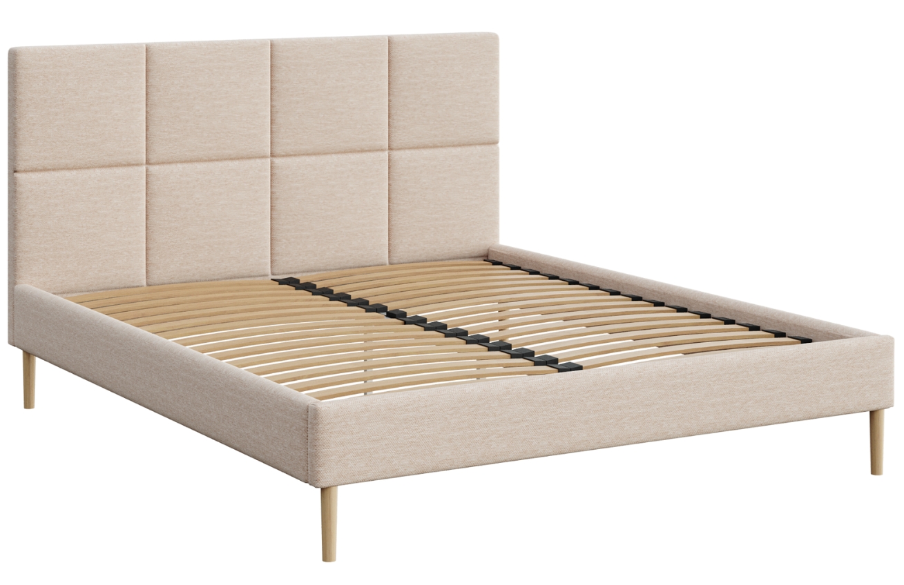 Mesonica Světle béžová čalouněná dvoulůžková postel Alano 160 x 200 cm s prošíváním Mesonica