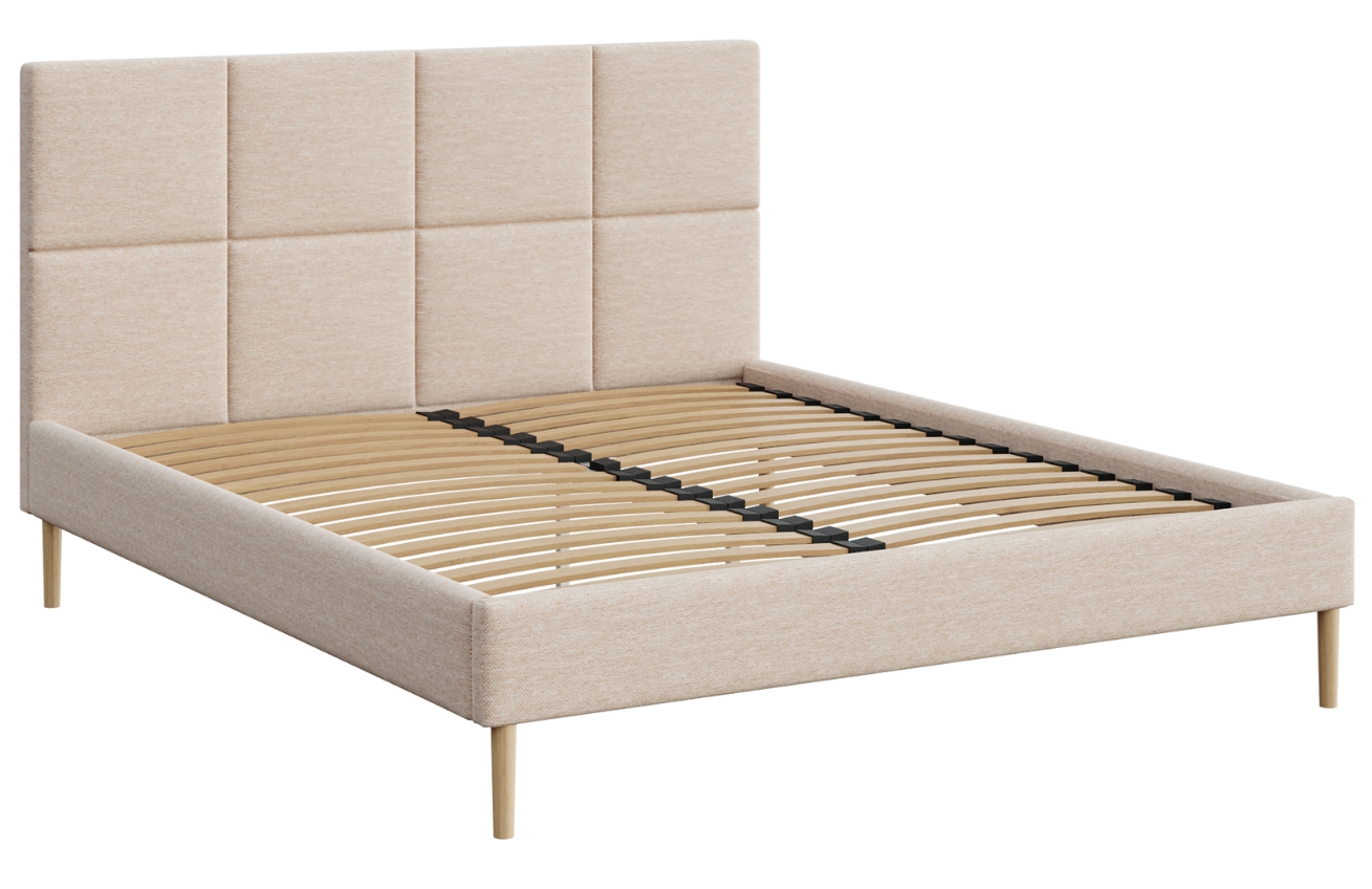 Mesonica Světle béžová čalouněná dvoulůžková postel Alano 180 x 200 cm s prošíváním Mesonica