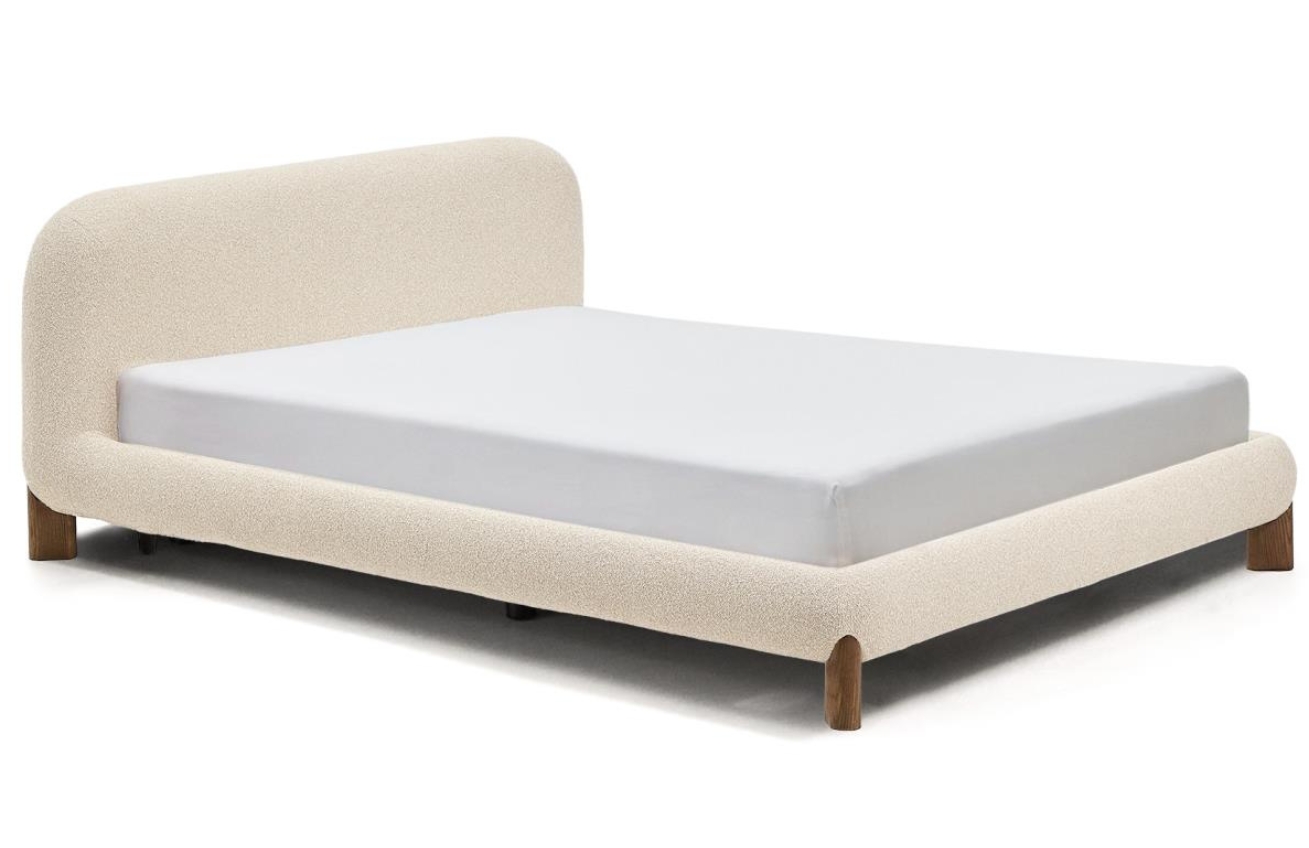 Kave Home Béžová bouclé dvoulůžková postel Odina 160 x 200 cm Kave Home