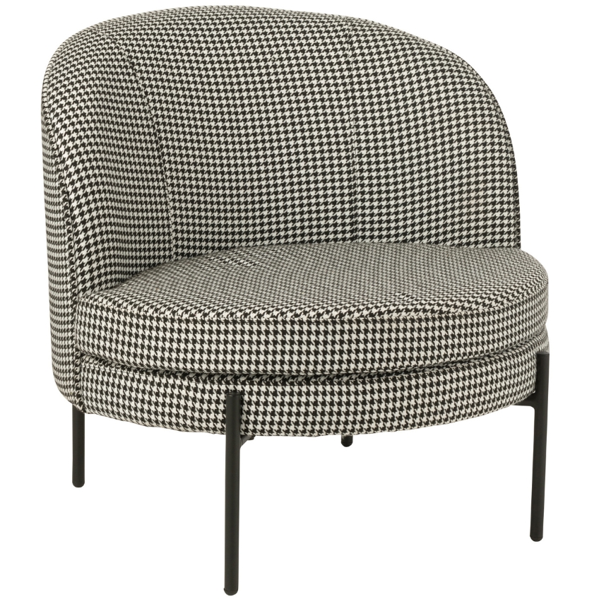J-line Černobílé čalouněné křeslo Pied-de-poule J-line
