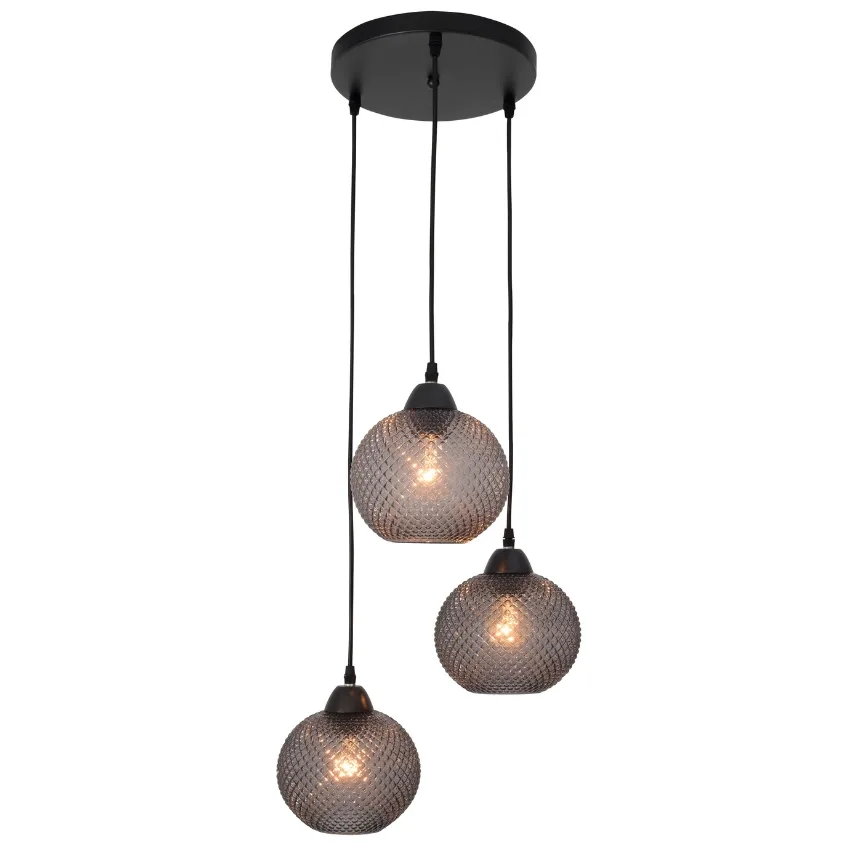 Nova Luce Šedé skleněné závěsné světlo Vienti 30 cm