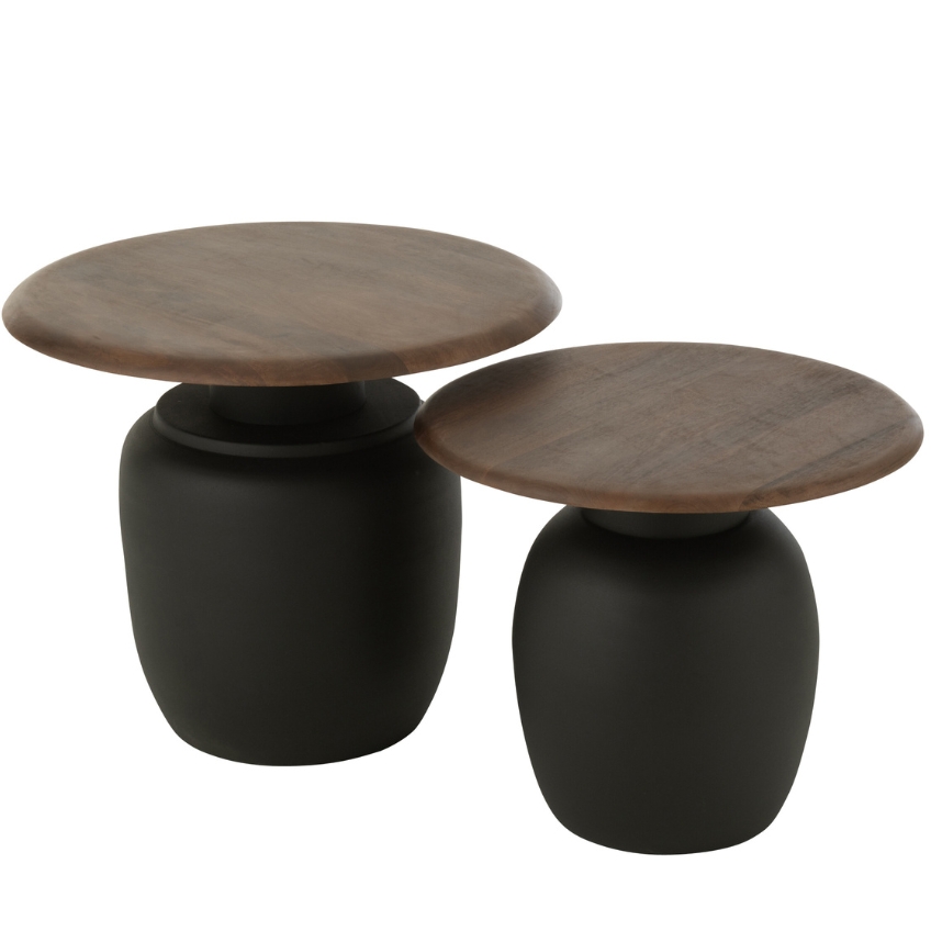 J-line Set dvou hnědých dřevěných odkládacích stolků Lucian 56/48 cm J-line