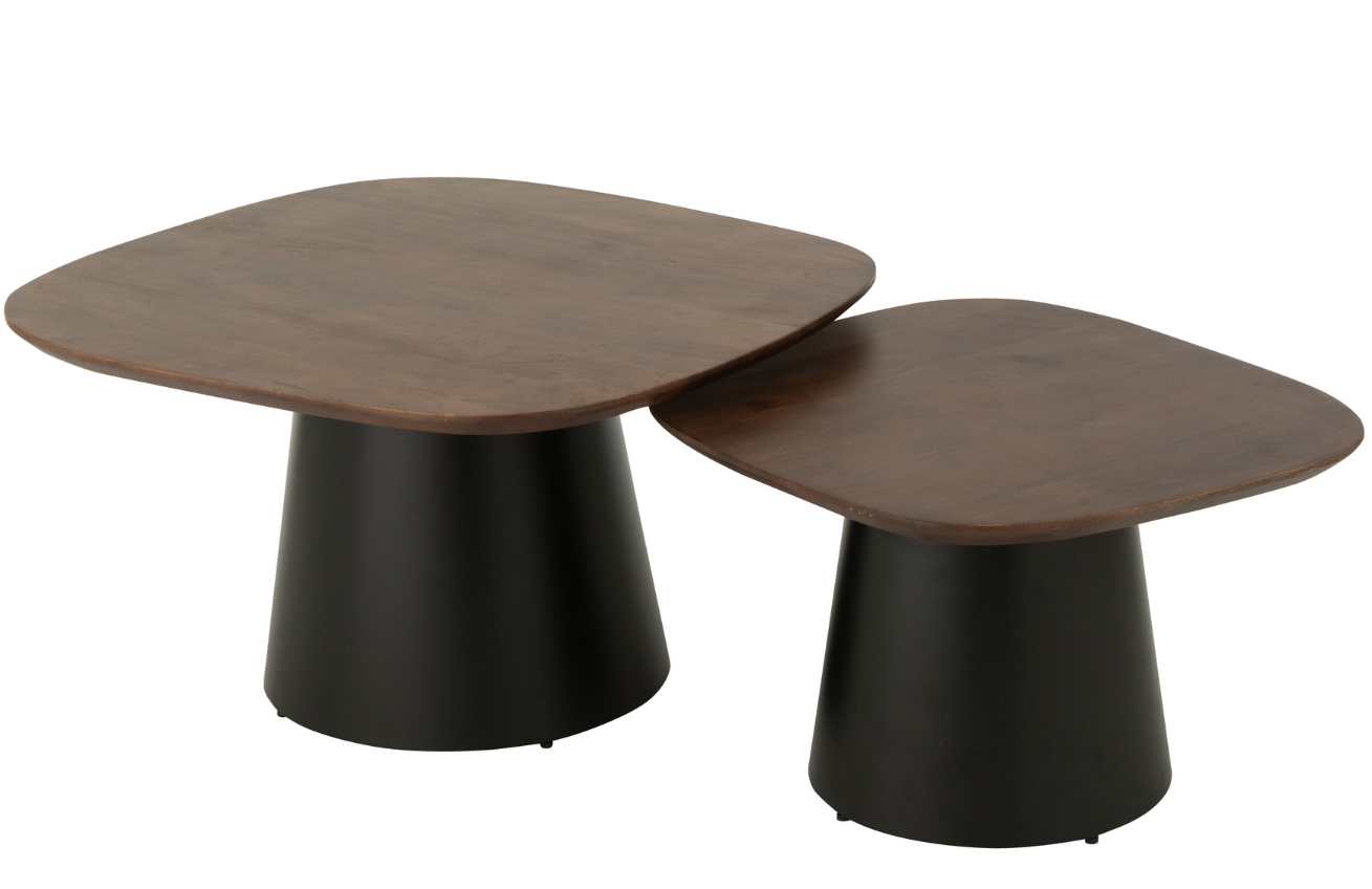 J-line Set dvou hnědých dřevěných odkládacích stolků Ekko 79 x 74/64 x 60 cm J-line