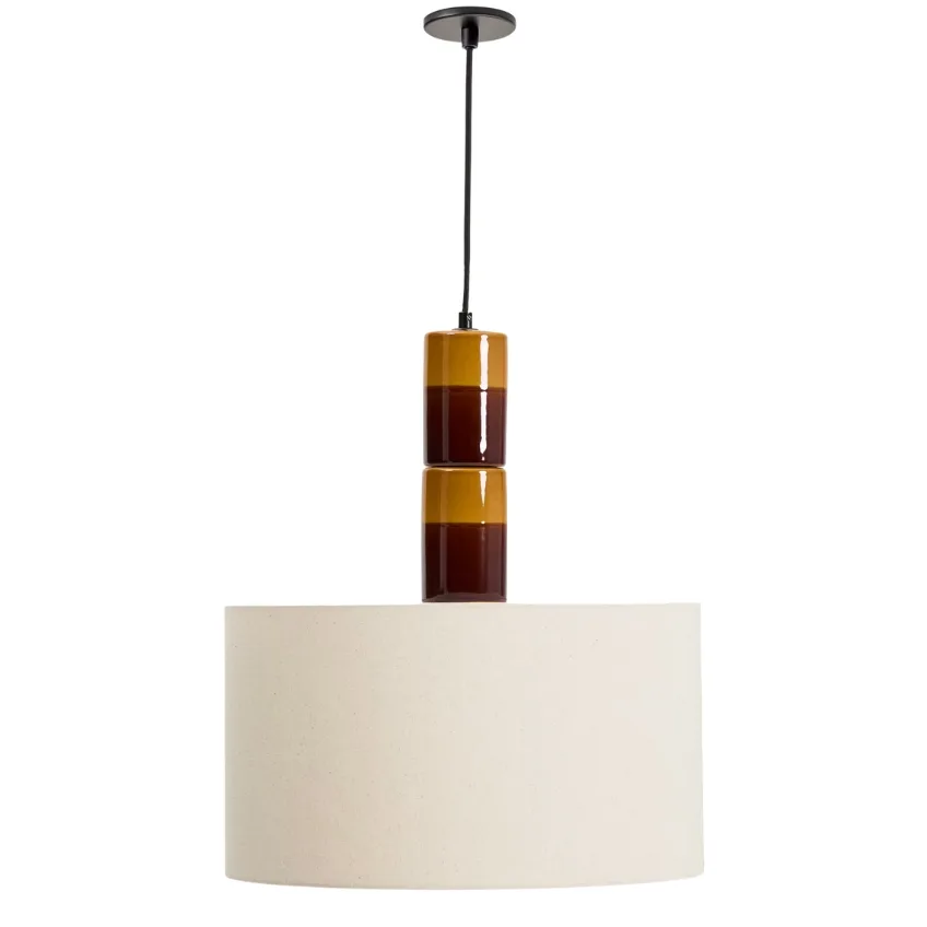 Kave Home Žluto-hnědé keramické závěsné světlo Mavran 45 cm