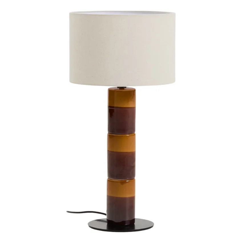 Kave Home Žluto-hnědá keramická stolní lampa Mavran