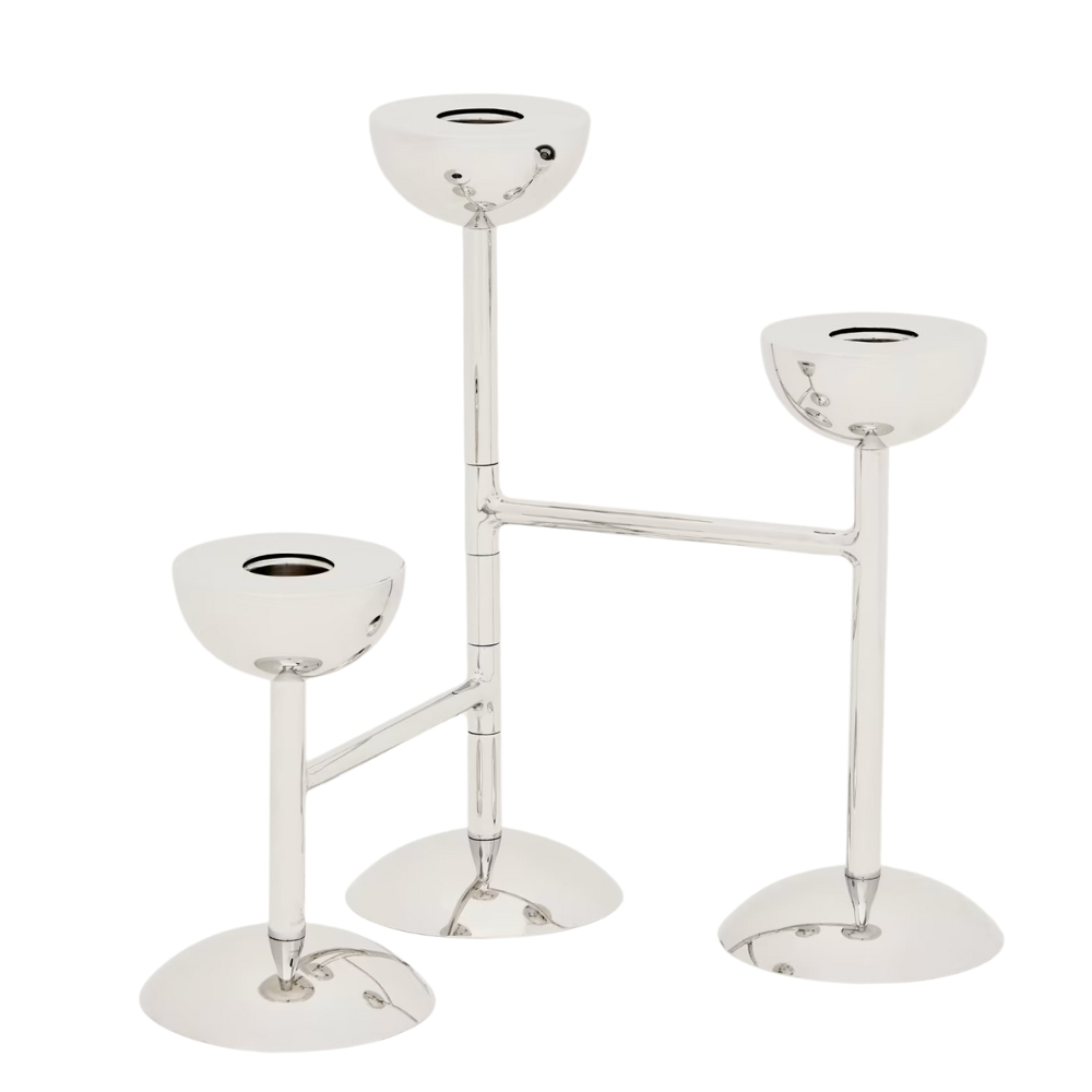 Kave Home Stříbrný kovový svícen Nirela Kave Home