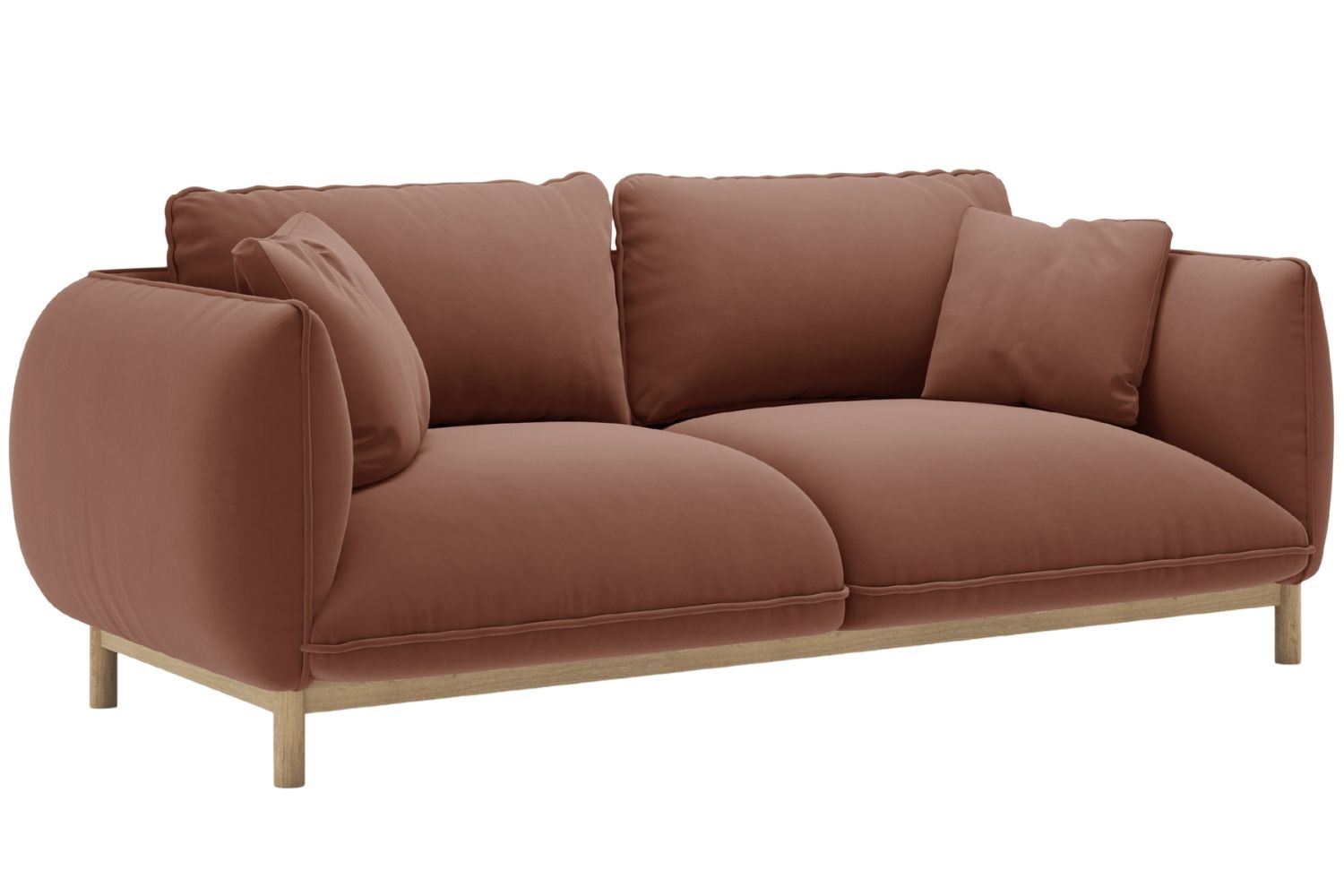 Micadoni Terakotově červená sametová dvoumístná pohovka Ada 178 cm Micadoni