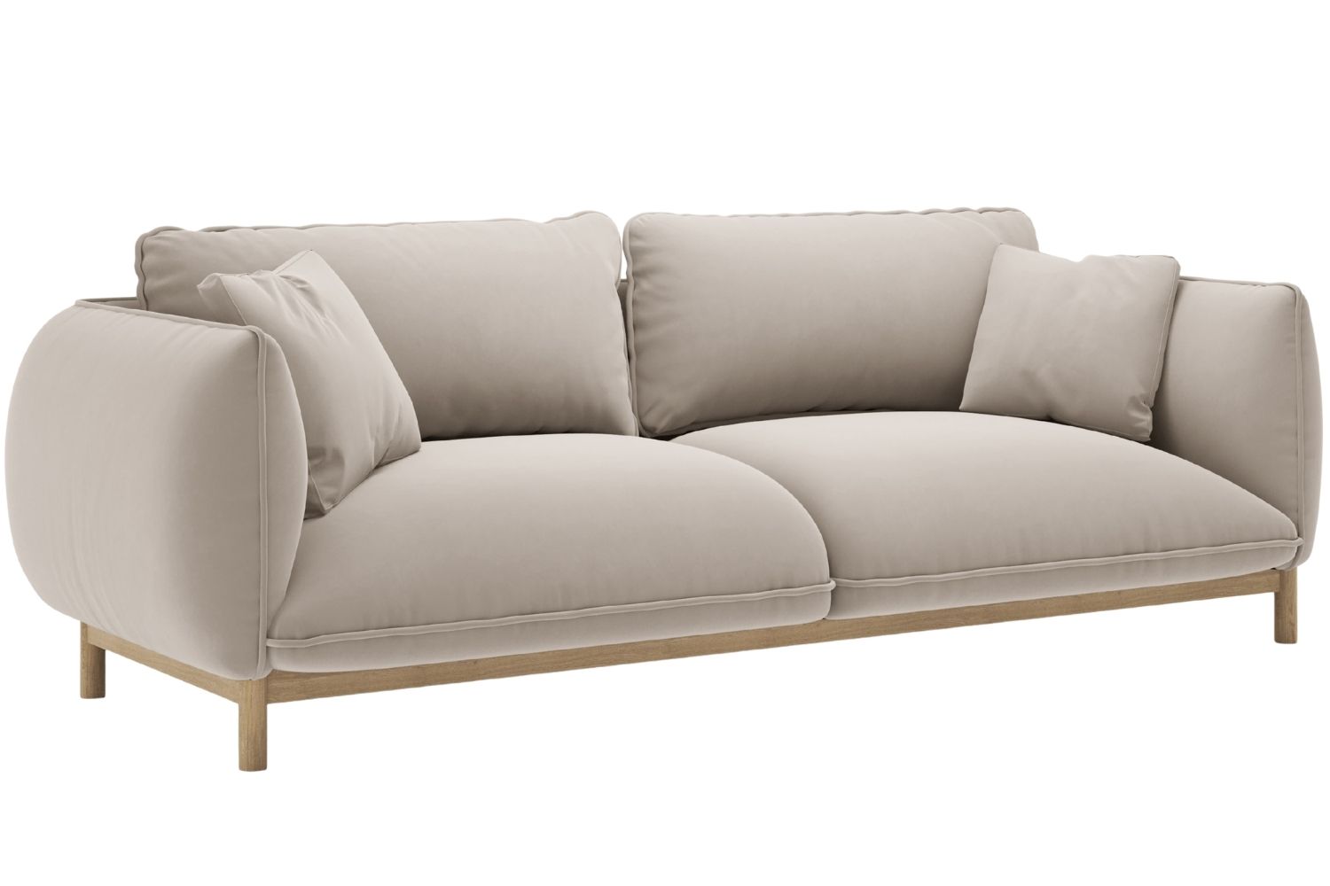 Micadoni Světle béžová sametová trojmístná pohovka Ada 208 cm Micadoni