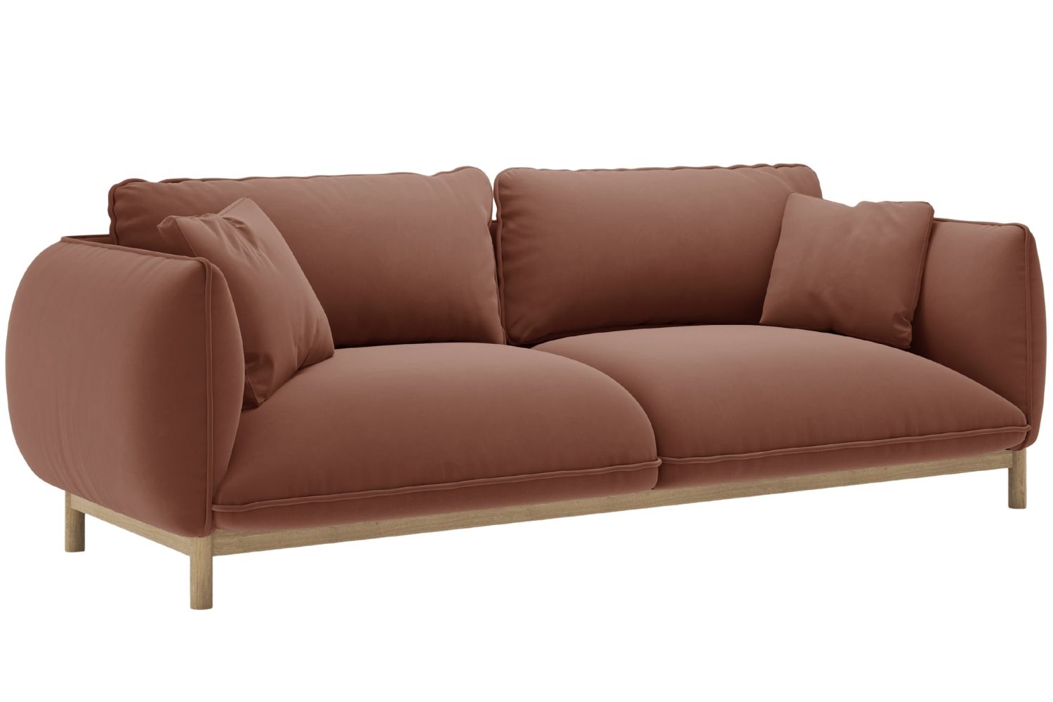 Micadoni Terakotově červená sametová trojmístná pohovka Ada 208 cm Micadoni