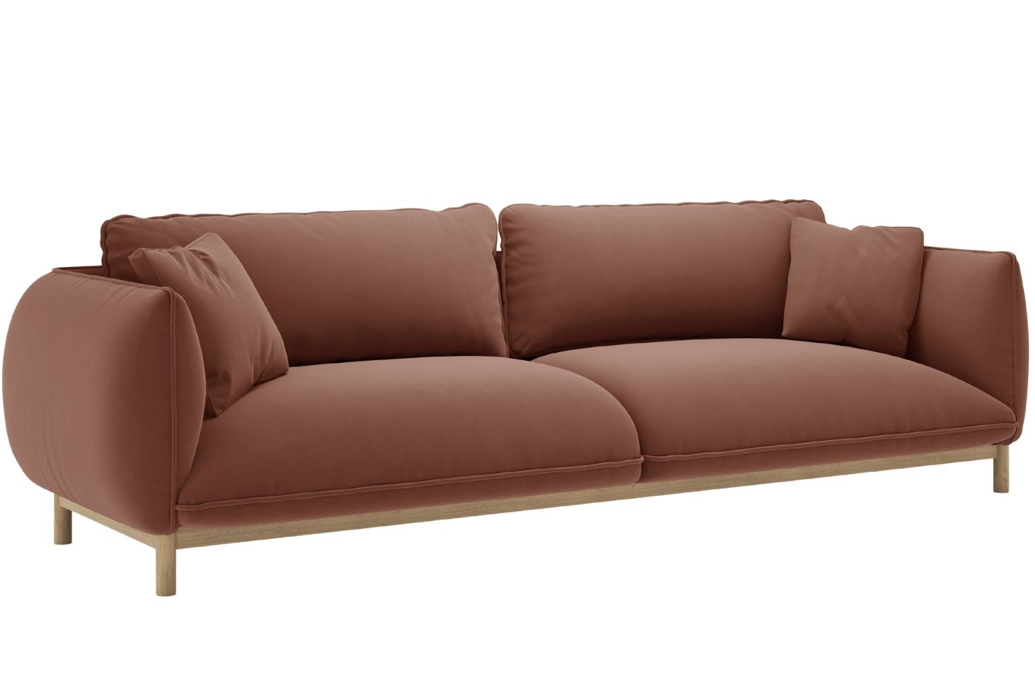 Micadoni Terakotově červená sametová čtyřmístná pohovka Ada 248 cm Micadoni