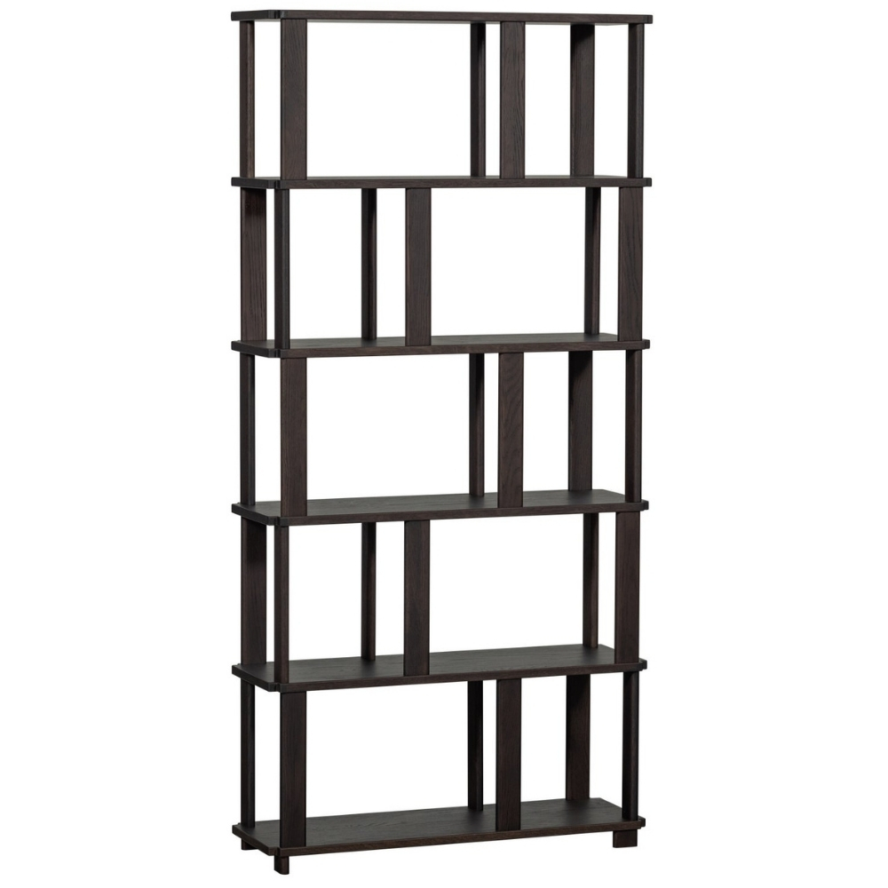 WOOOD Tmavě hnědý dubový regál Riss 186 x 90 cm WOOOD