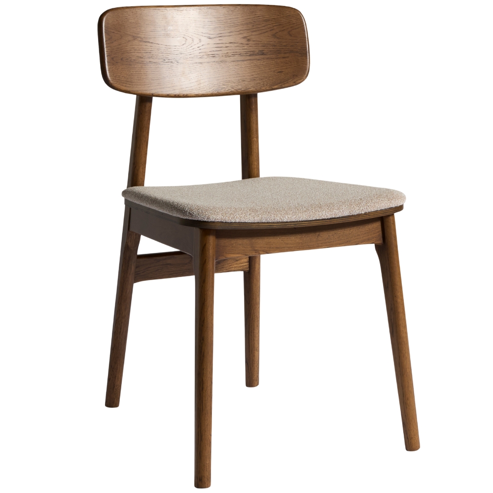 Unique Furniture Tmavá dubová jídelní židle Livo s čalouněným sedákem Unique Furniture