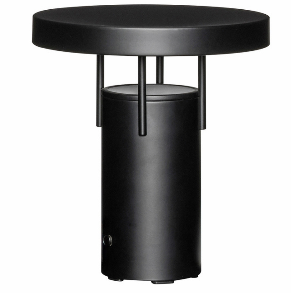 Černá kovová nabíjecí stolní LED lampa Hübsch BringMe 20 cm Hübsch