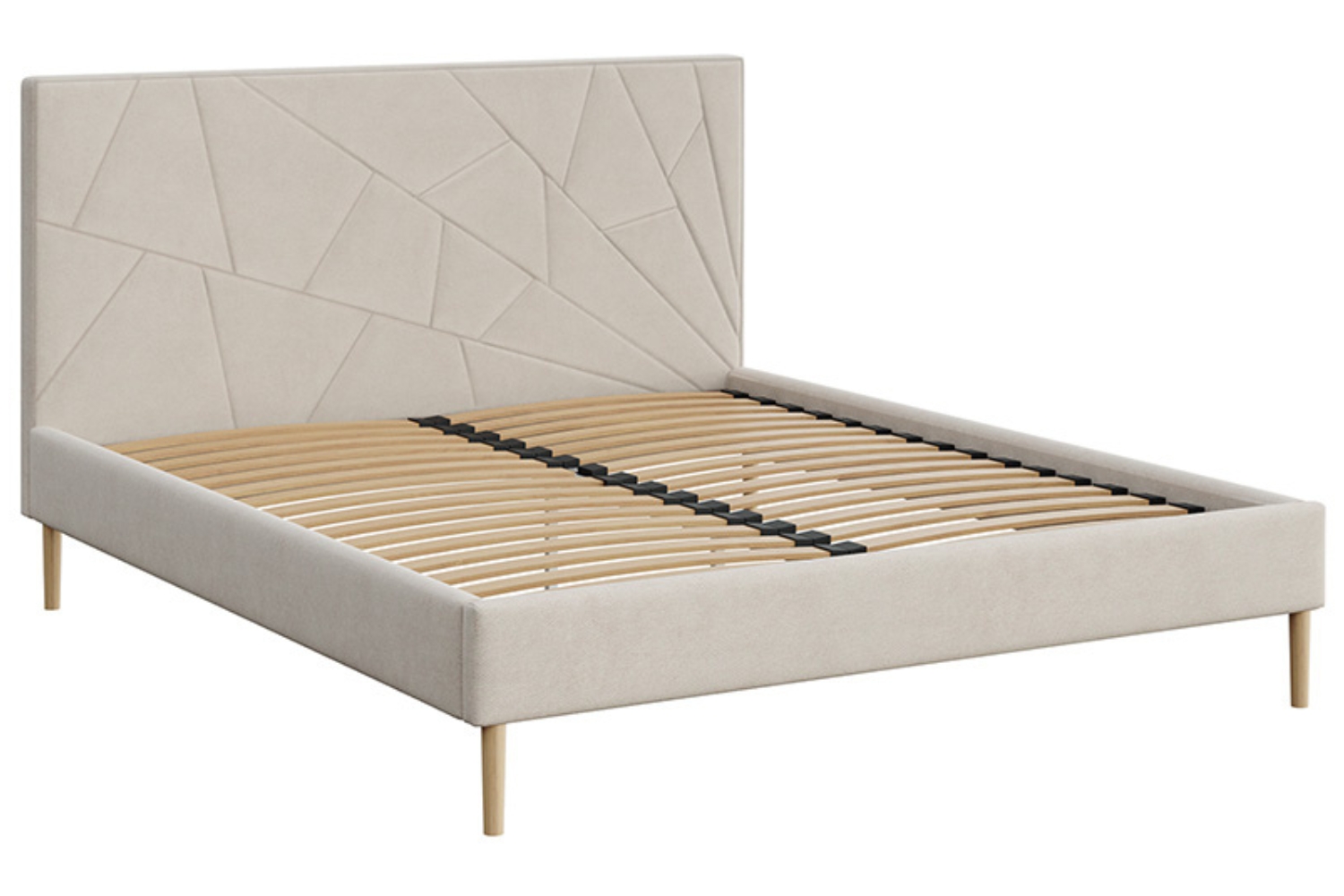 Mesonica Béžová čalouněná dvoulůžková postel Alano 160 x 200 cm s geometrickým prošíváním Mesonica
