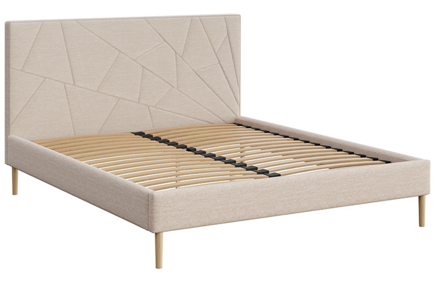Mesonica Světle béžová čalouněná dvoulůžková postel Alano 160 x 200 cm s geometrickým prošíváním Mesonica