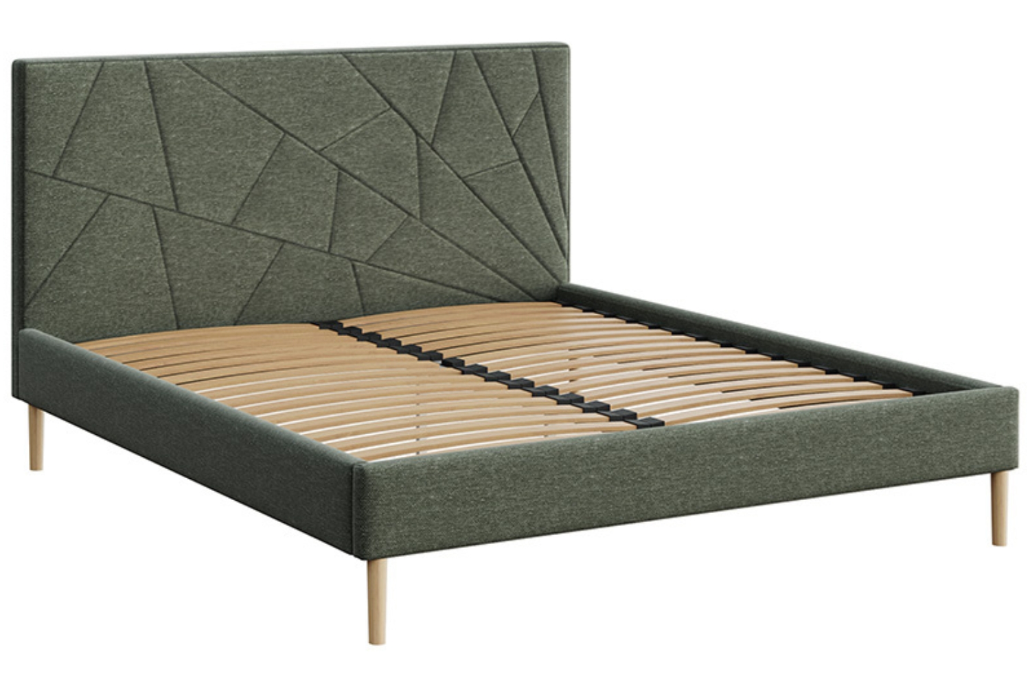Mesonica Zelená čalouněná dvoulůžková postel Alano 160 x 200 cm s geometrickým prošíváním Mesonica