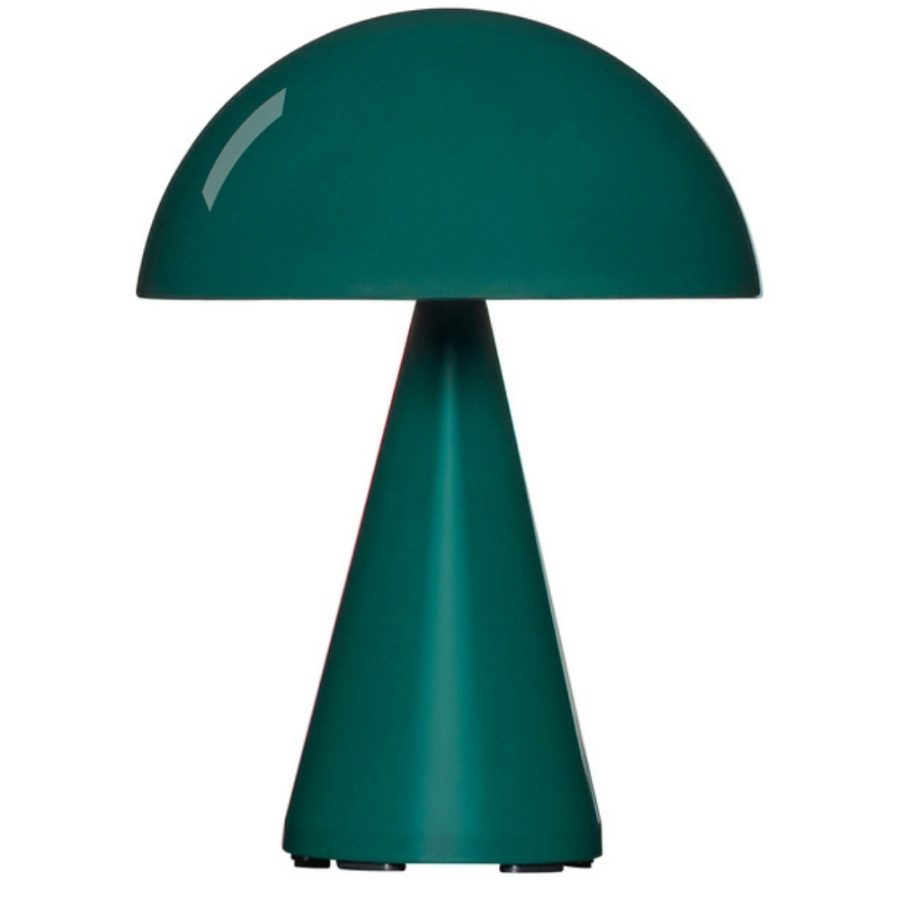 Tmavě zelená kovová nabíjecí stolní lampa Hübsch Mush 20 cm Hübsch
