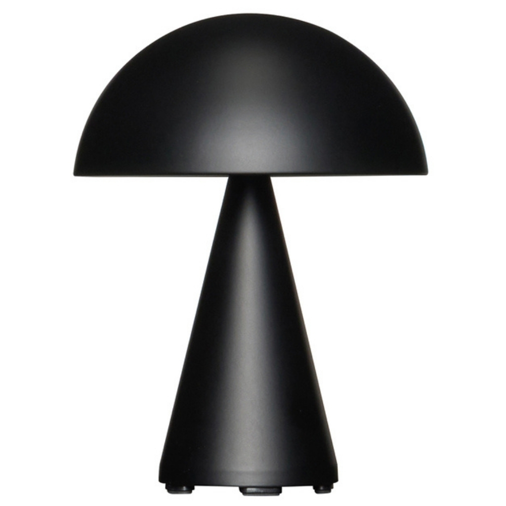 Černá kovová nabíjecí stolní lampa Hübsch Mush 20 cm Hübsch