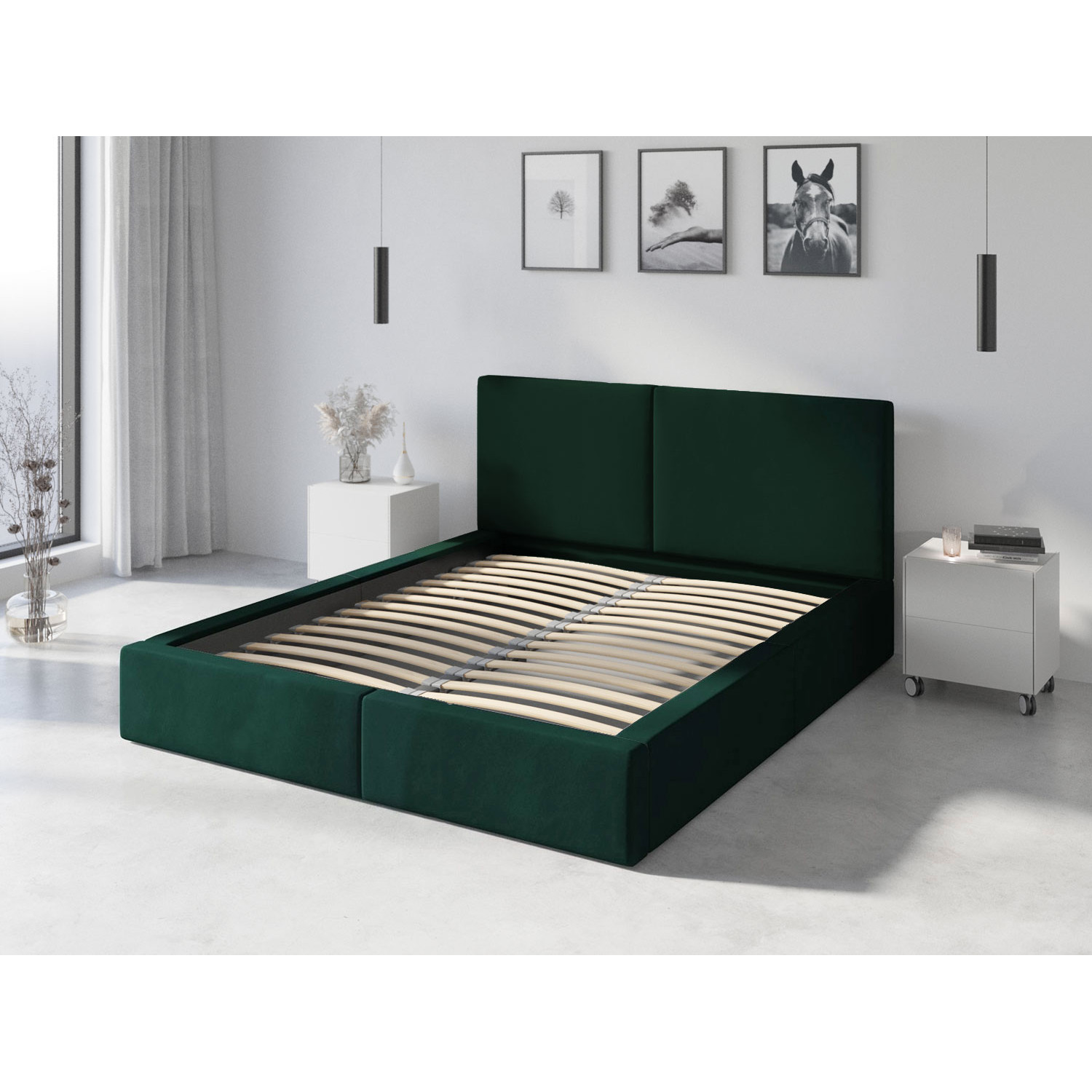 Čalouněná postel HILTON s pevným roštem 160x200 cm Zelená