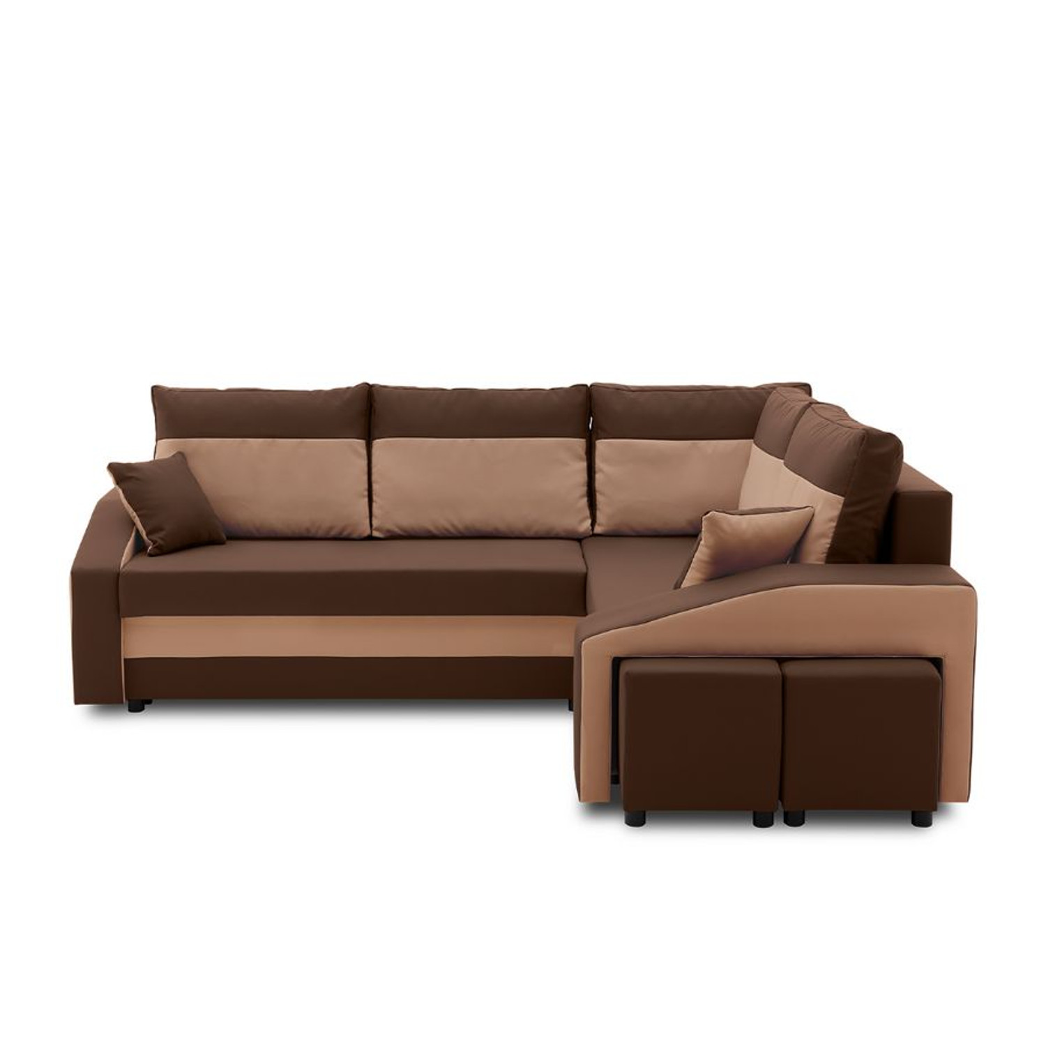 Rozkládací rohová sedací souprava GRANDE s taburety a poličkou model 2 Pravá v-ne-mik20-48