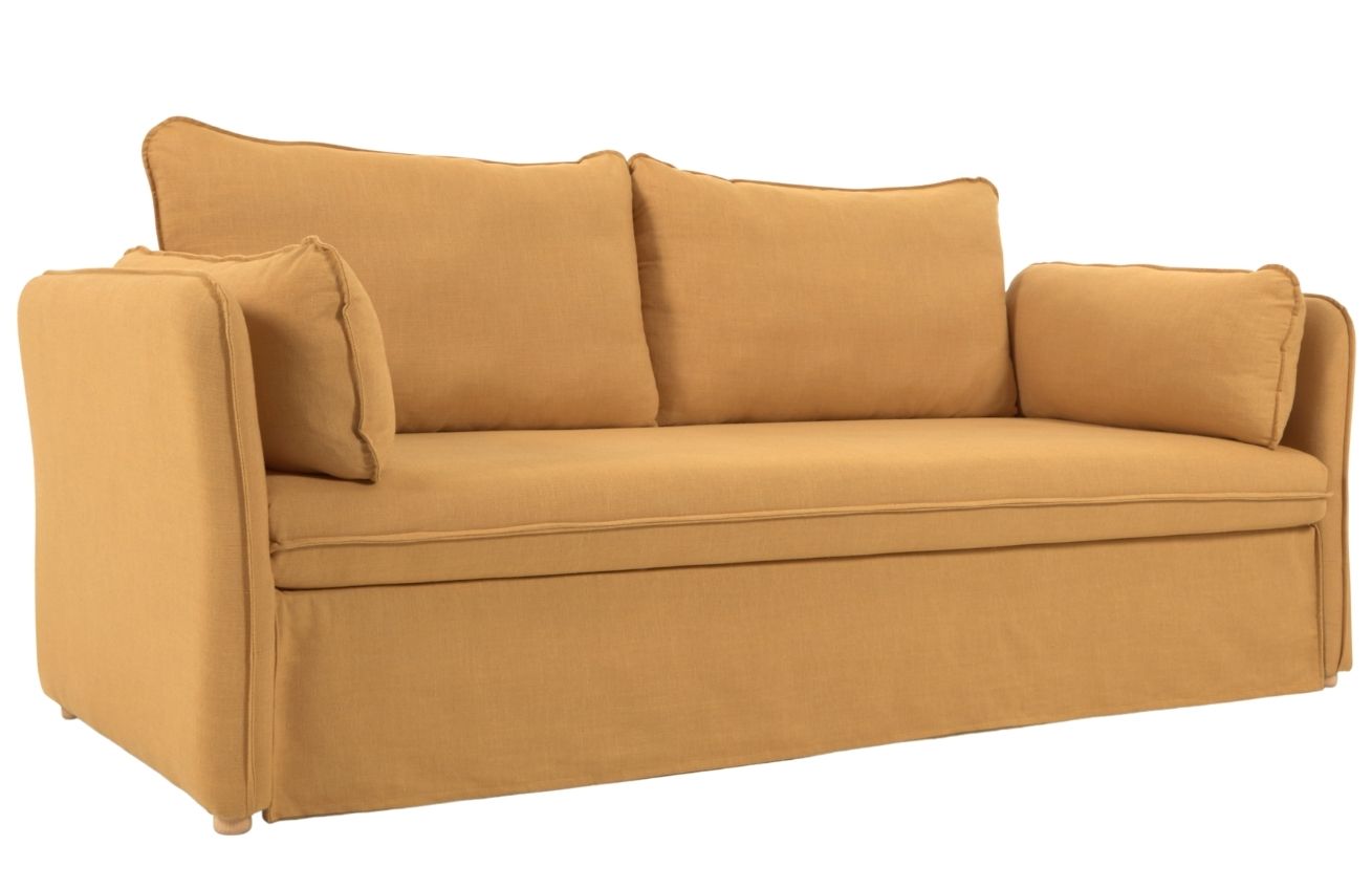 Hořčicově žlutá látková rozkládací pohovka Kave Home Tanit 210 cm Kave Home