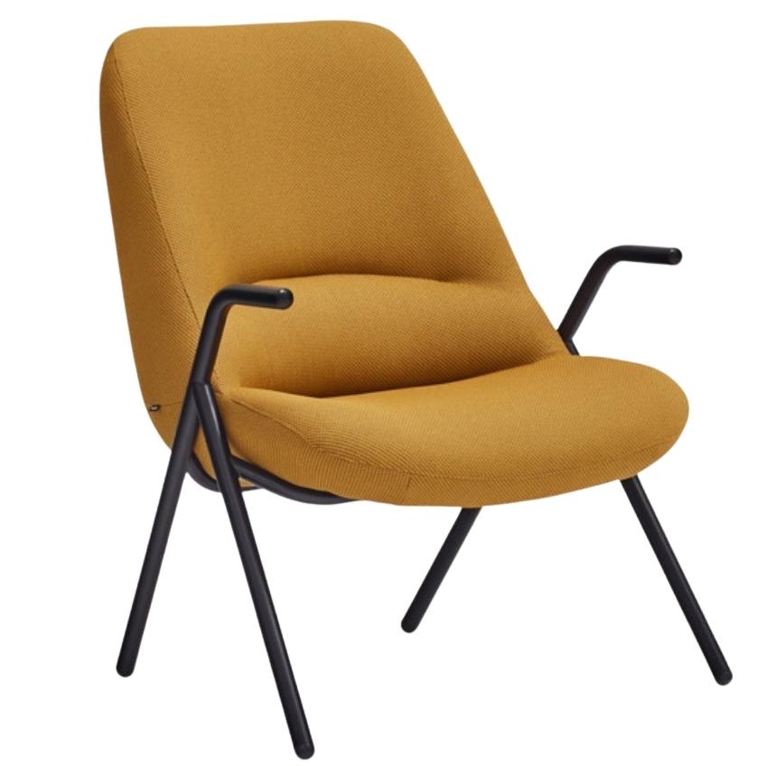 Teulat Nízké žluté křeslo Dins s kovovou podnoží Teulat