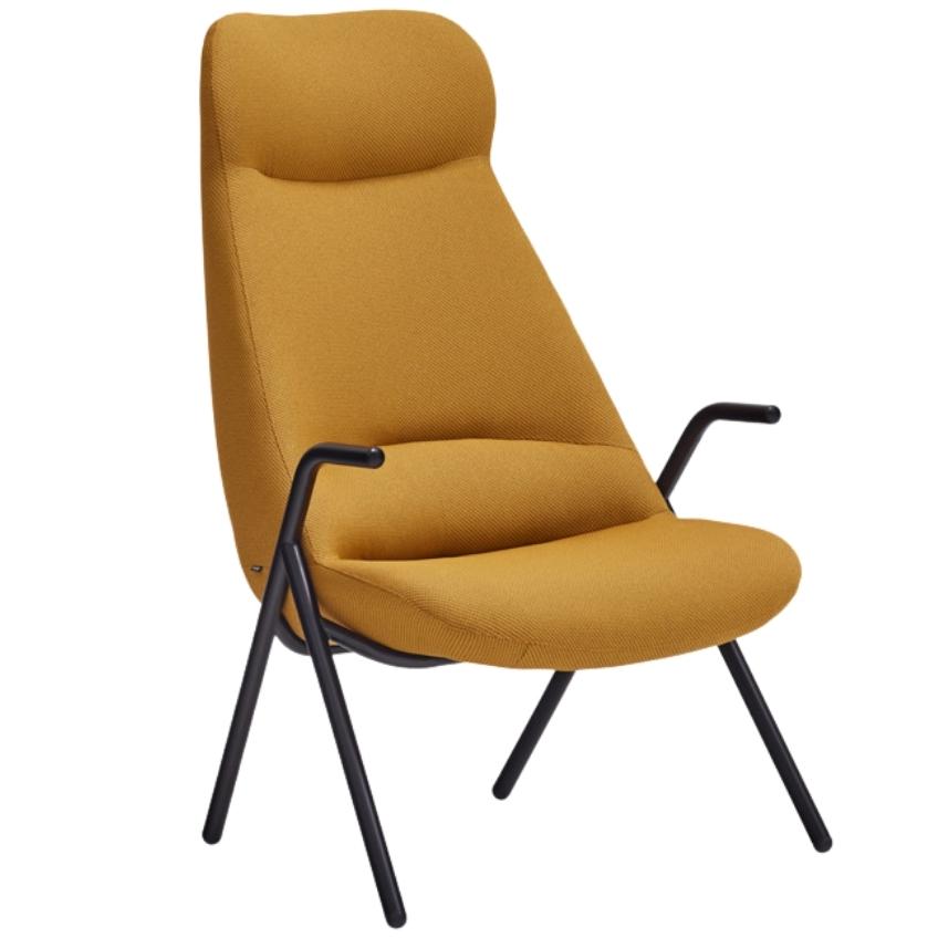 Teulat Vysoké žluté křeslo Dins s kovovou podnoží Teulat