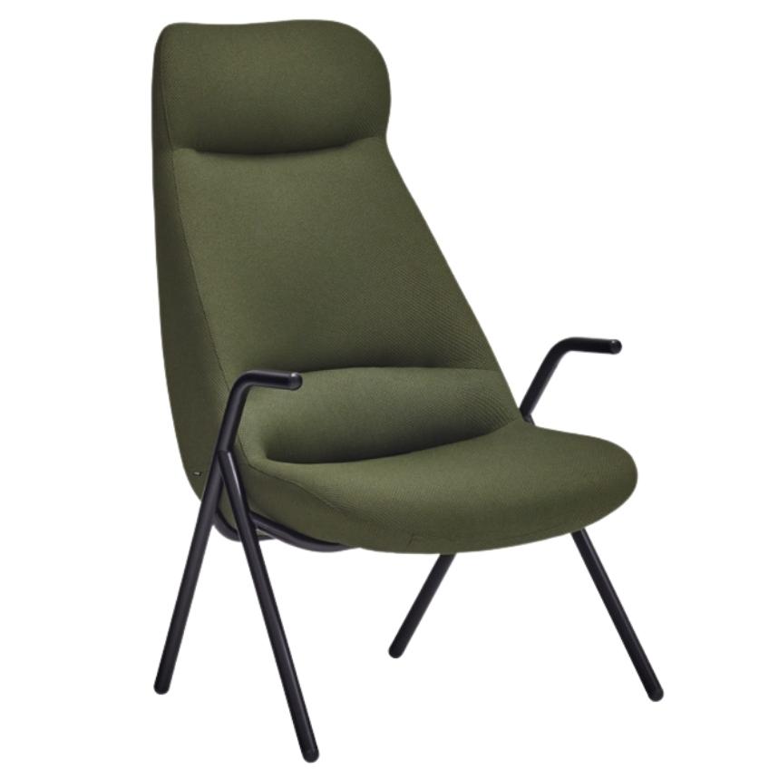 Teulat Vysoké zelené křeslo Dins s kovovou podnoží Teulat
