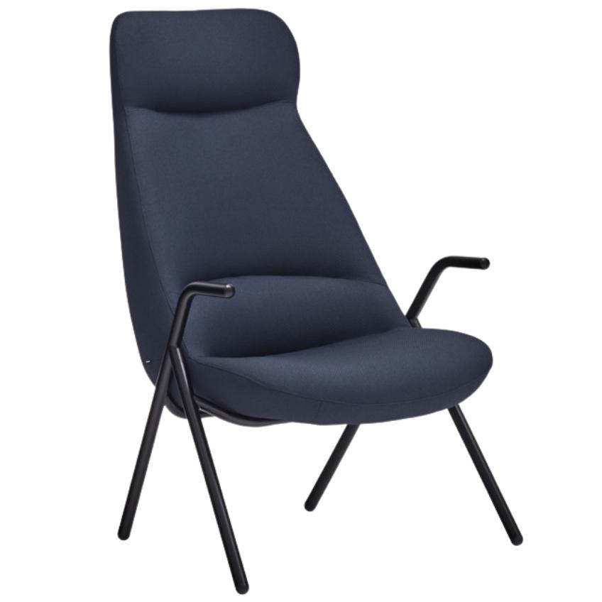 Teulat Vysoké modré křeslo Dins s kovovou podnoží Teulat
