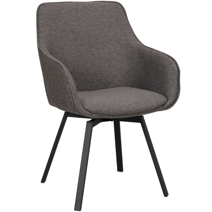 Šedá otočná jídelní židle ROWICO ALISON s černou podnoží Rowico